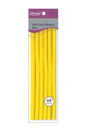 Annie #1212 Soft Twist Rollers 3/8” Yellow 6 pcs