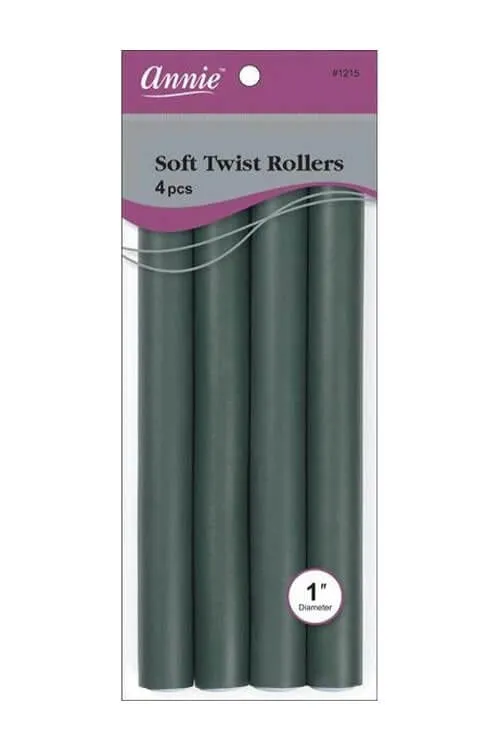 Annie #1215 Soft Twist Rollers 1” Dark Green 4 pcs