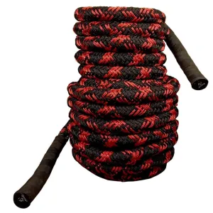 AZUKA® Professional Polydacron Hardcore Battle Rope - 1.5in x 50ft - Dynamic Black & Red - Unleash Your Inner Athlete