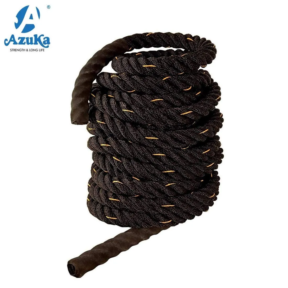 AZUKA® Ultimate Fitness Strength Training Battle Rope1.5inch 40ft,Weight-9.5kg(Black Yellow)   Free Surprise Poster Inside