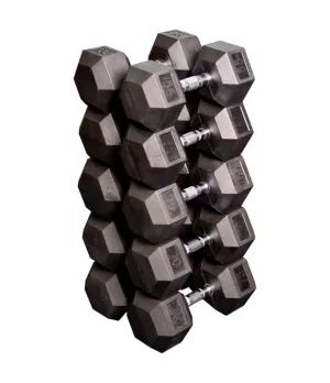 Commercial 55 - 75lb Rubber Hex Dumbbell Set