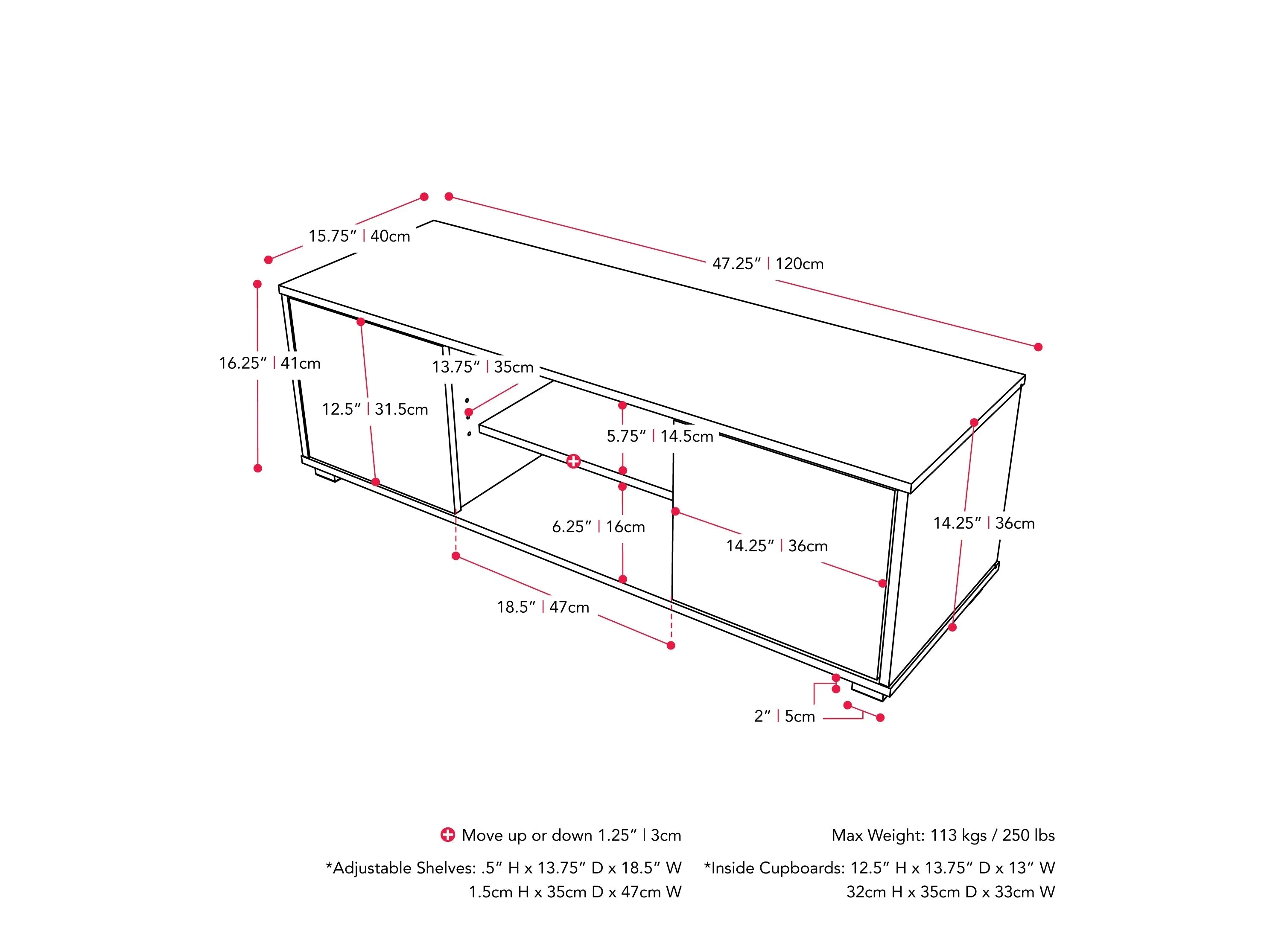 Dark Grey Modern TV Stand, TVs up to 55"