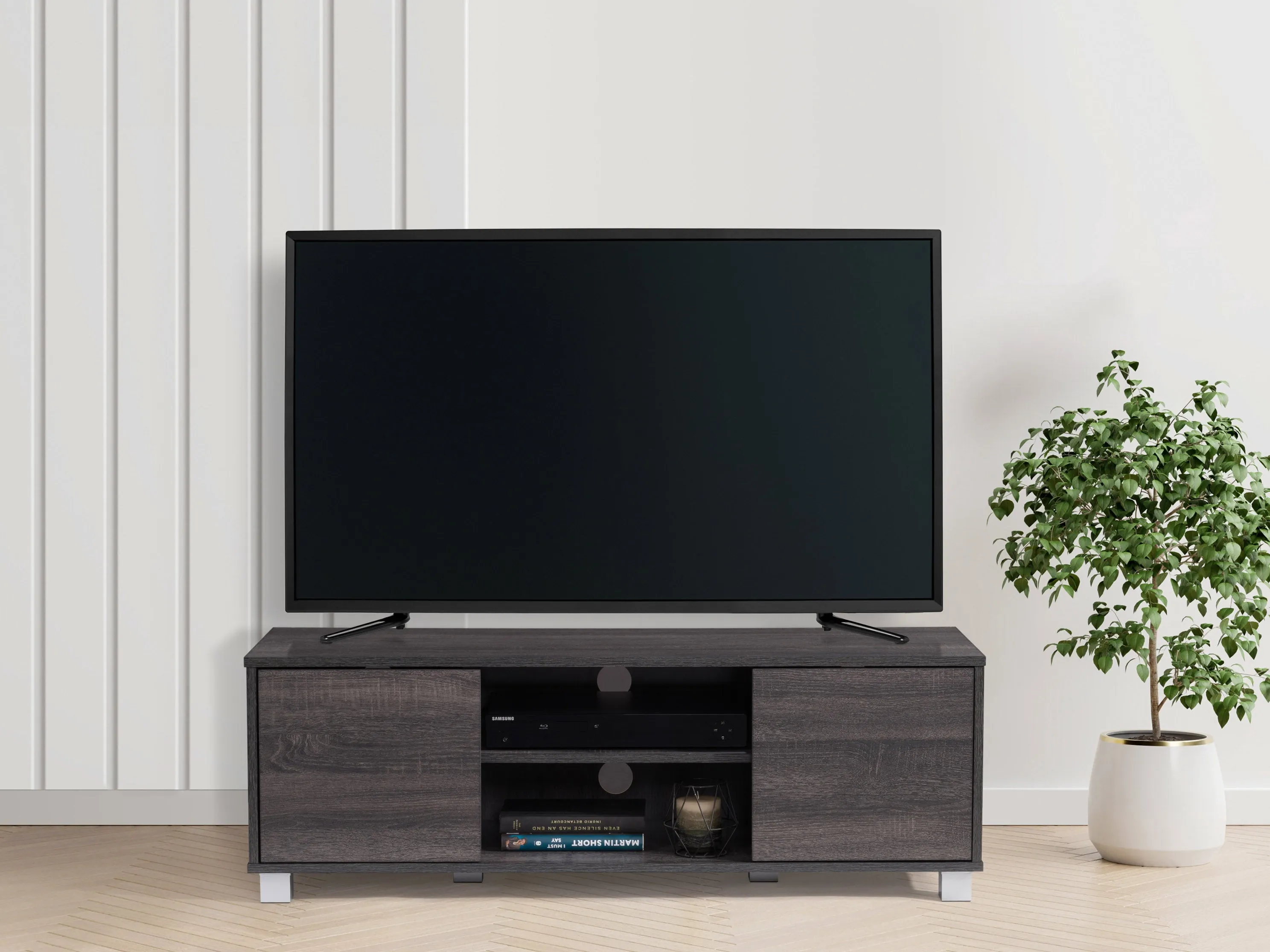 Dark Grey Modern TV Stand, TVs up to 55"