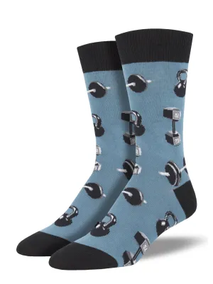 Do You Even Lift, Bro? Weight Lifting (Blue) Men's Crew Socks