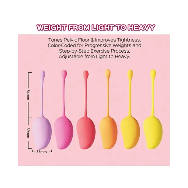 Honey Play Box Mango Tropical Weighted Kegel Ball 6-Piece Exercise Set Assorted Color