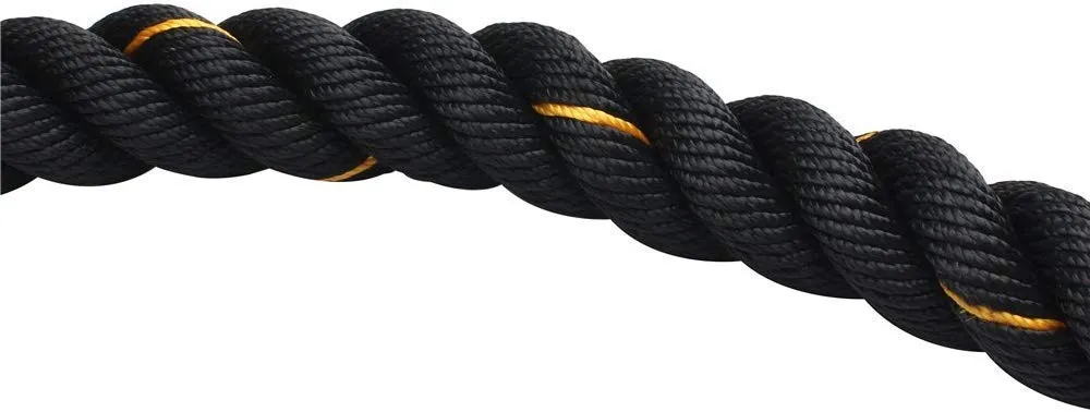 Let's Play LP-2540 Imported Pure Nylon Battle Rope for Indoor & Outdoor, Professional Polyester Rope with Strong Grip 30FT, 40FT, 50FT & 60FT (Black Colour)