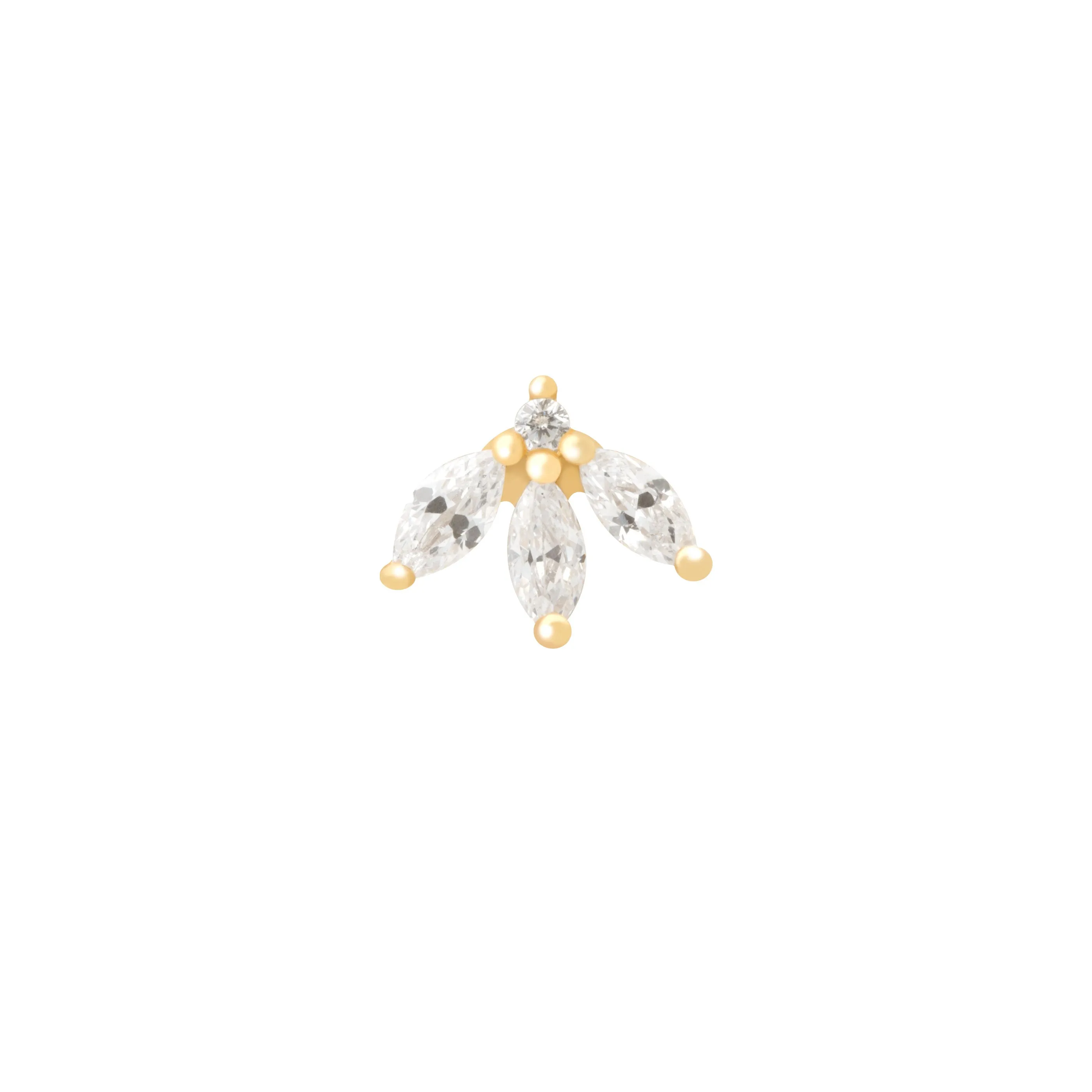 Navette Fan Barbell Earring in Gold