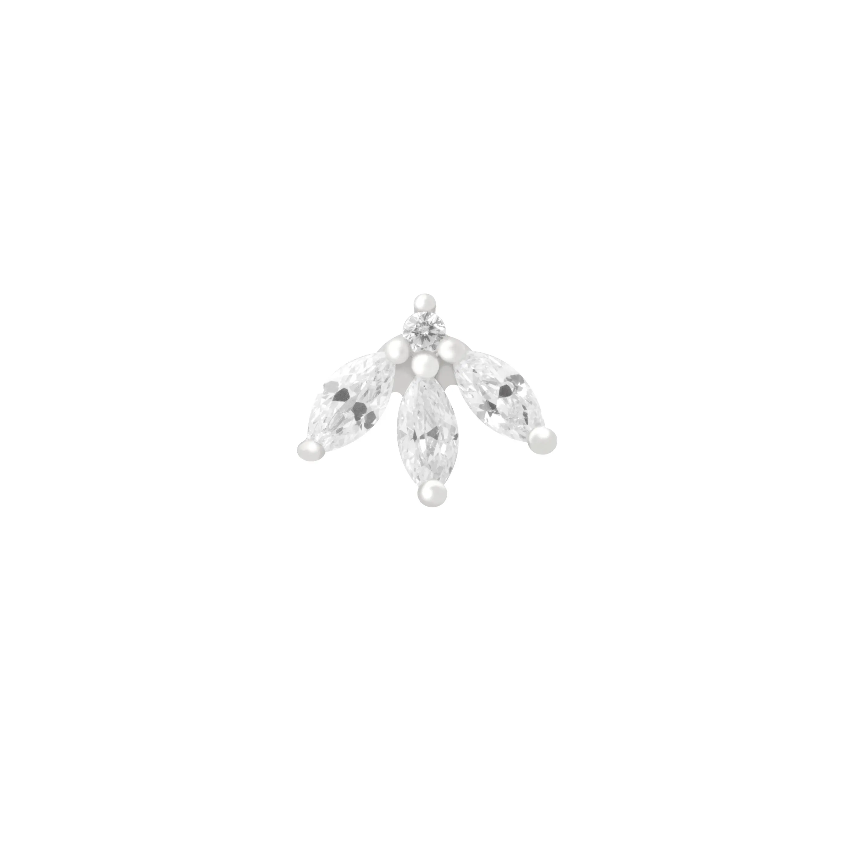 Navette Fan Barbell Earring in Silver