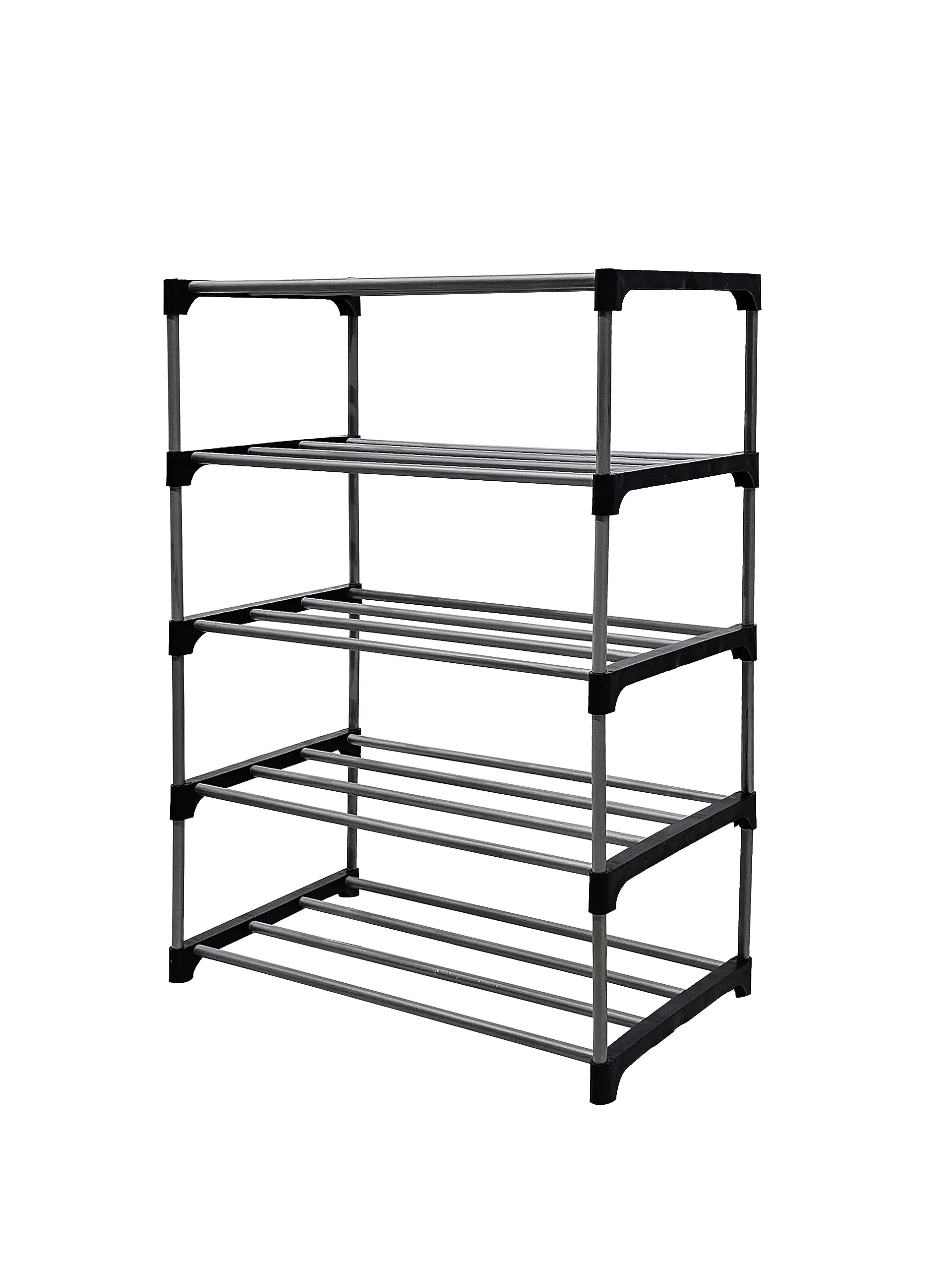 RAXON WORLD Multipurpose 5 Layer Heavy Duty Open Metal Book/Shoe/Cloth Foldable Rack for Anywhere Use