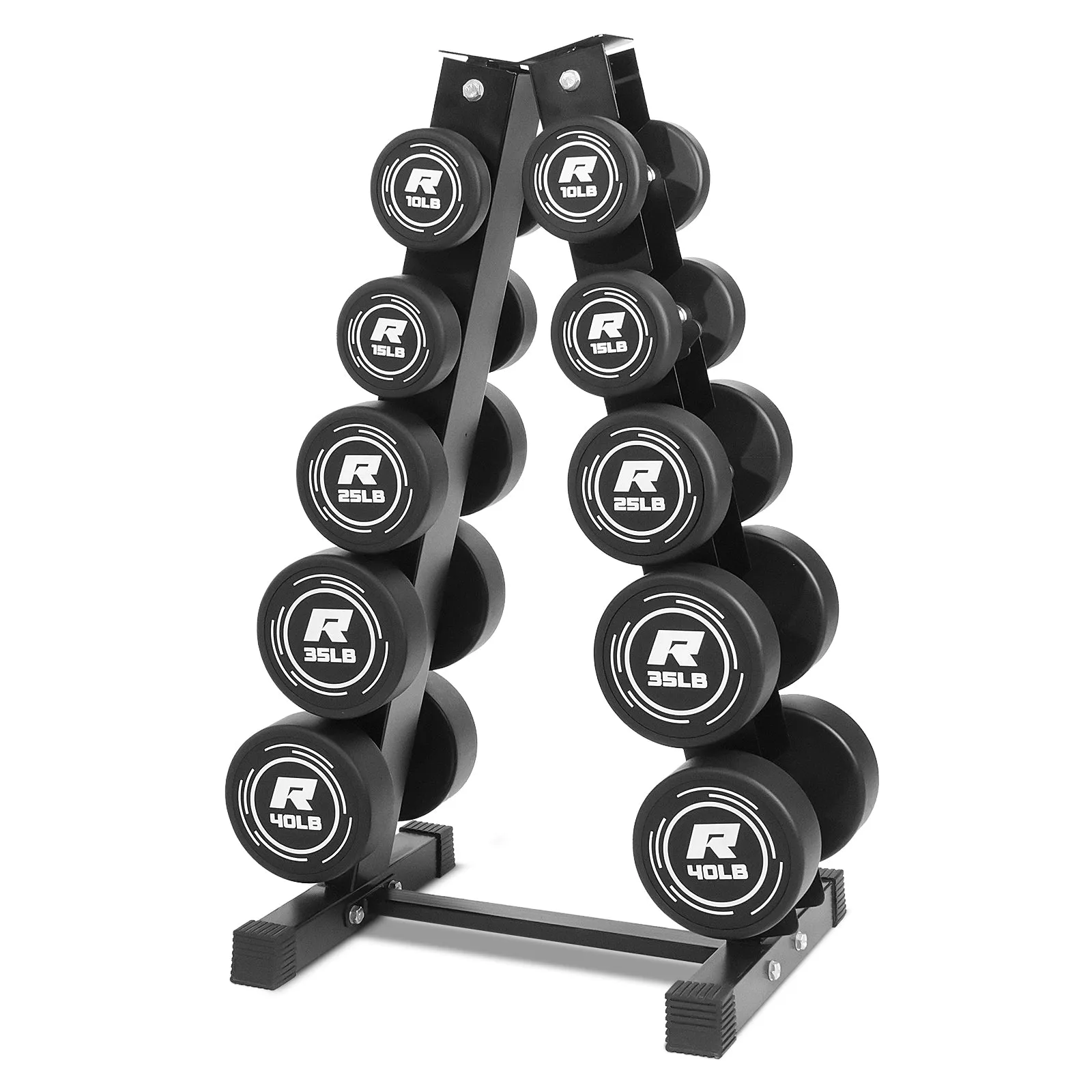 RitFit PVC-Coated Round Head Dumbbells Set with Rack