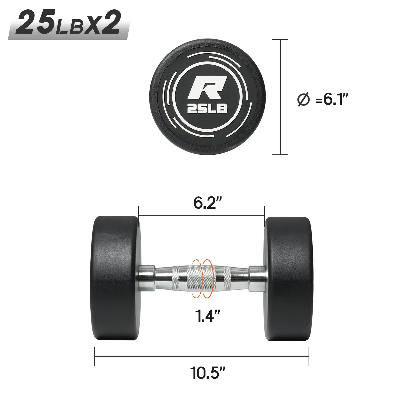 RitFit PVC-Coated Round Head Dumbbells Set with Rack