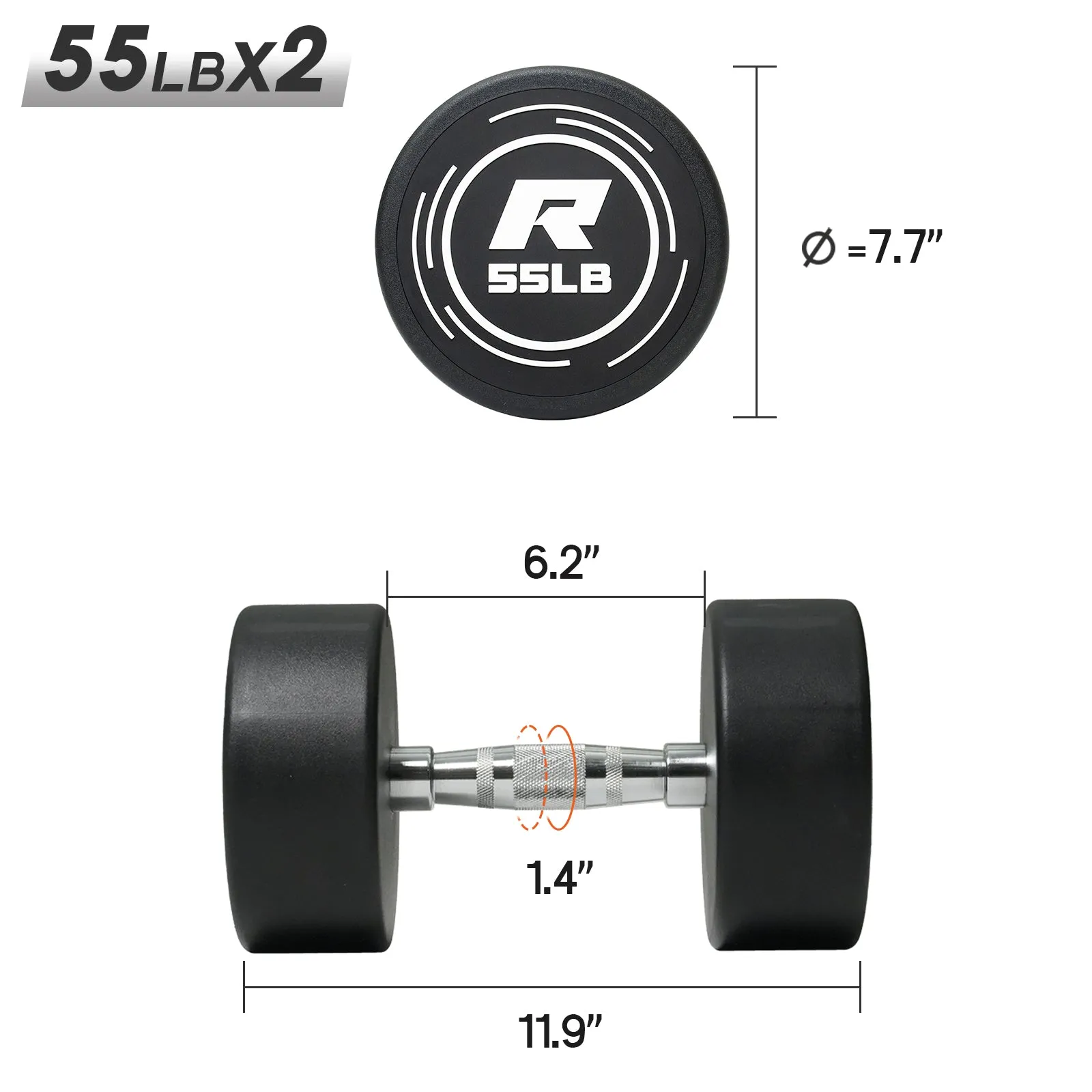 RitFit PVC-Coated Round Head Dumbbells Set with Rack