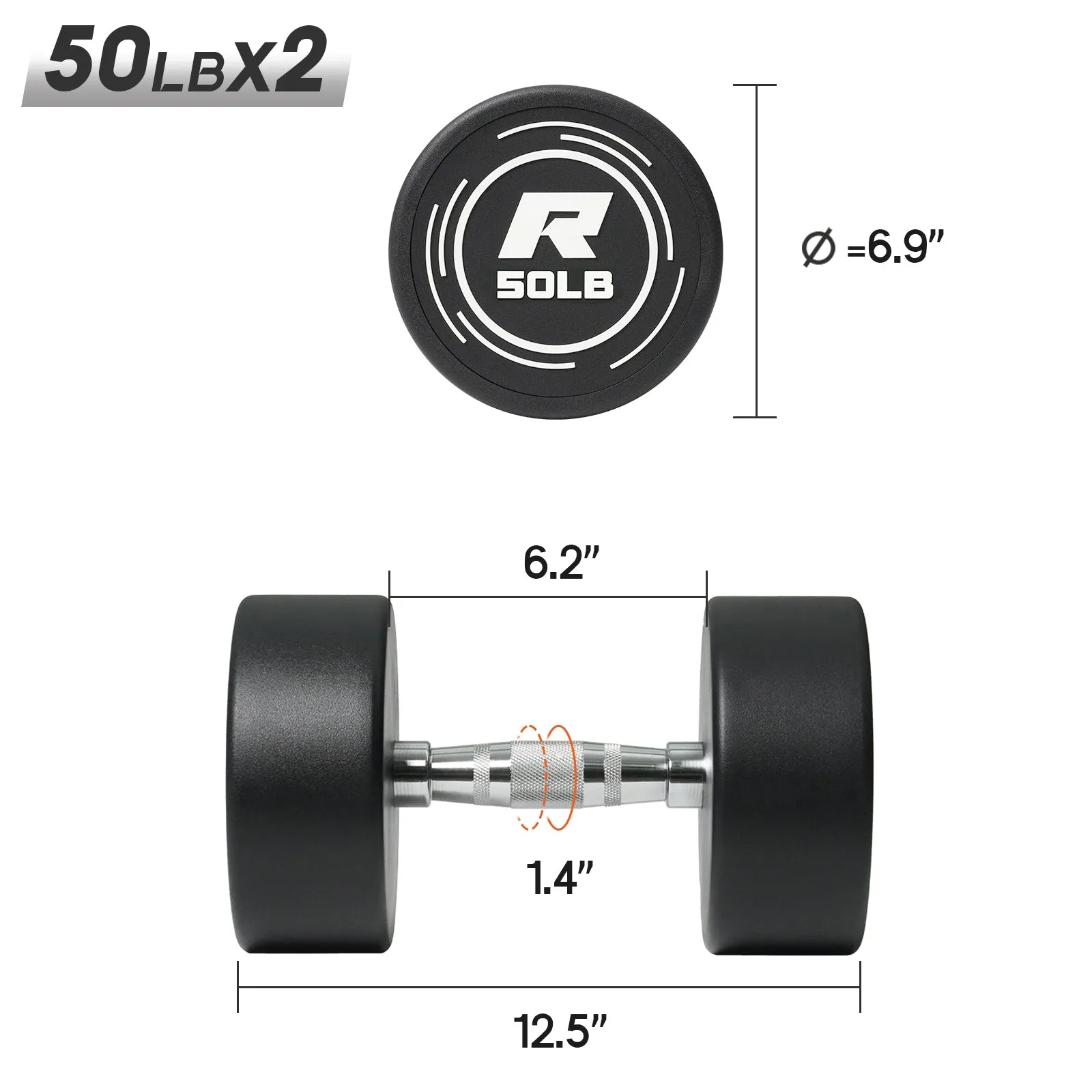 RitFit PVC-Coated Round Head Dumbbells Set with Rack