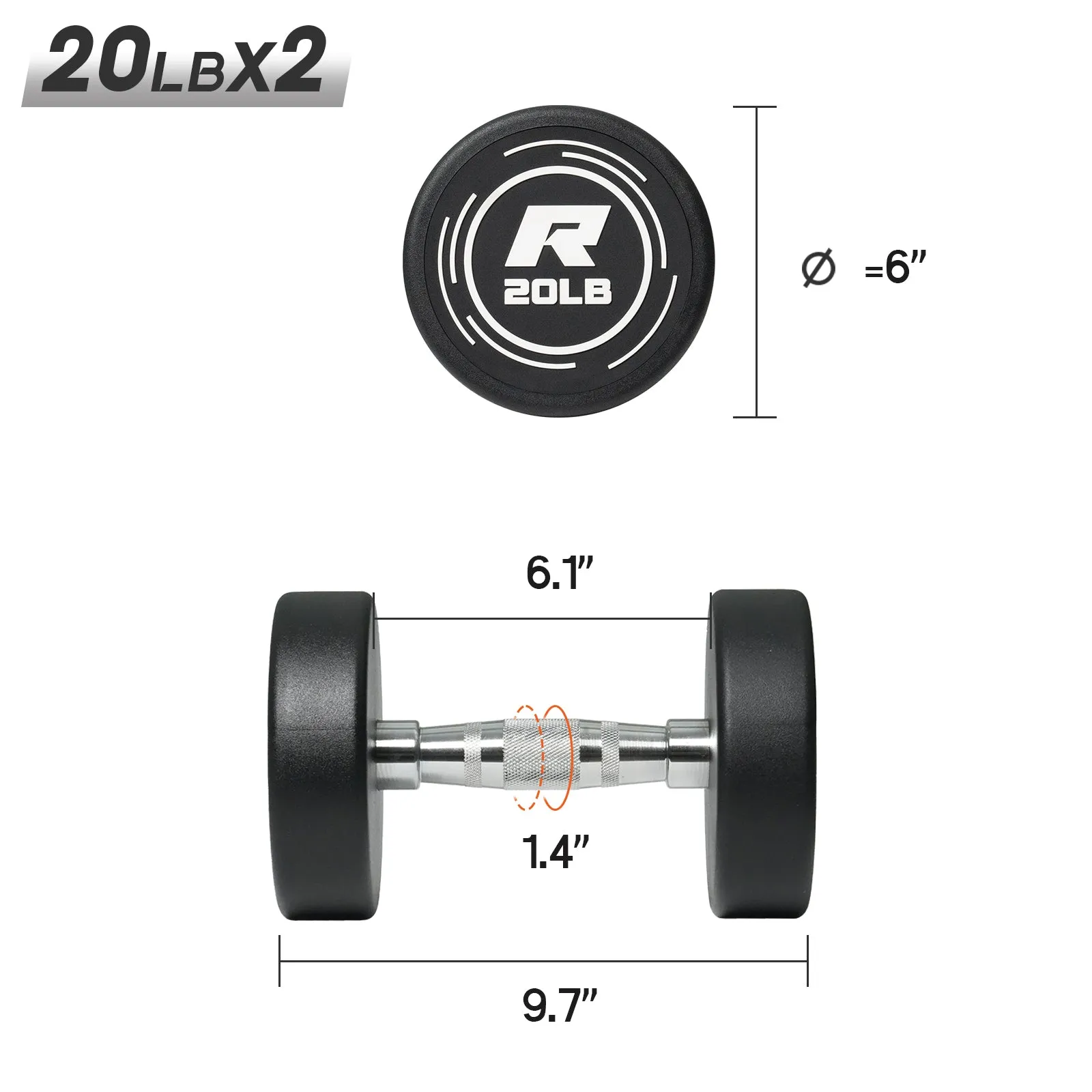 RitFit PVC-Coated Round Head Dumbbells Set with Rack