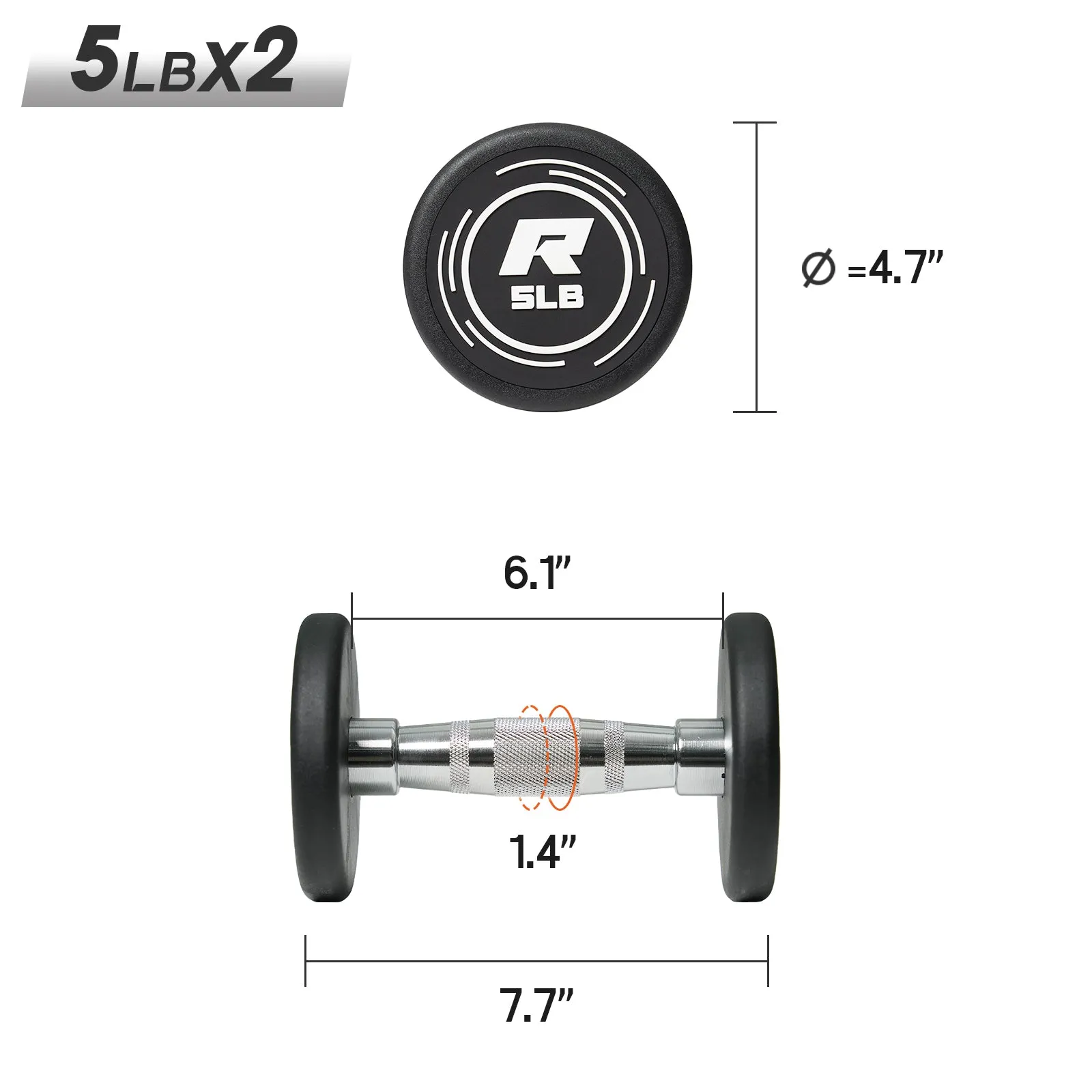 RitFit PVC-Coated Round Head Dumbbells Set with Rack