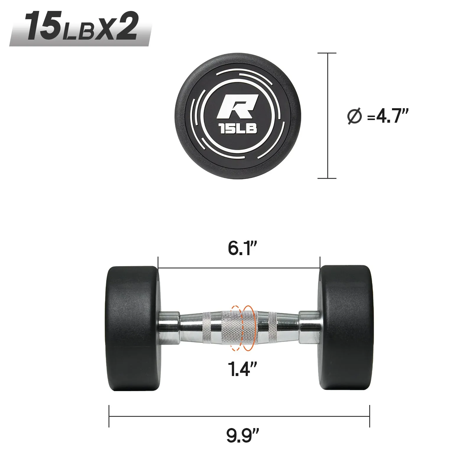 RitFit PVC-Coated Round Head Dumbbells Set with Rack