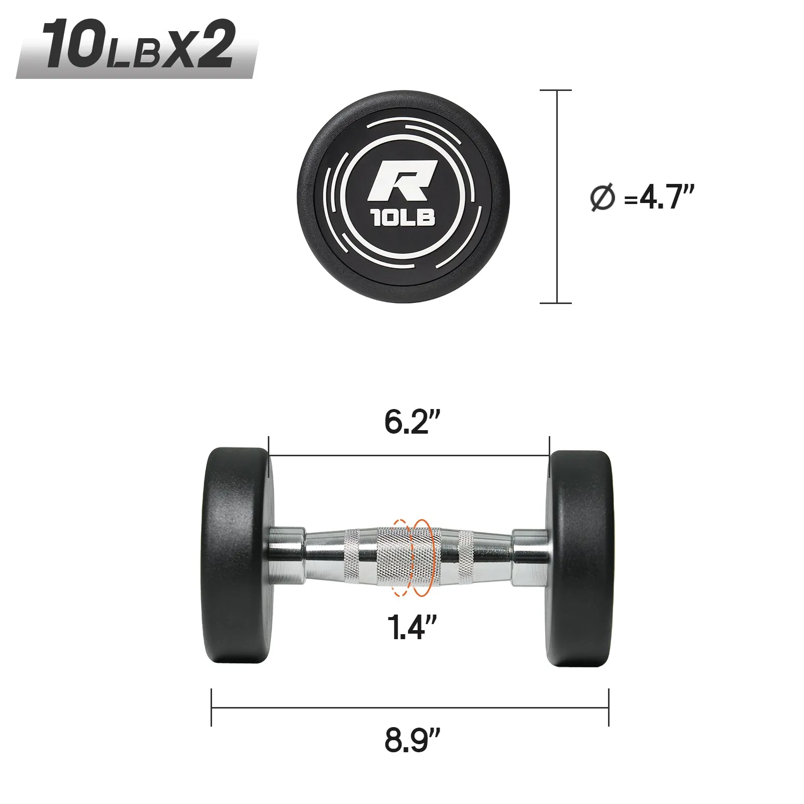 RitFit PVC-Coated Round Head Dumbbells Set with Rack