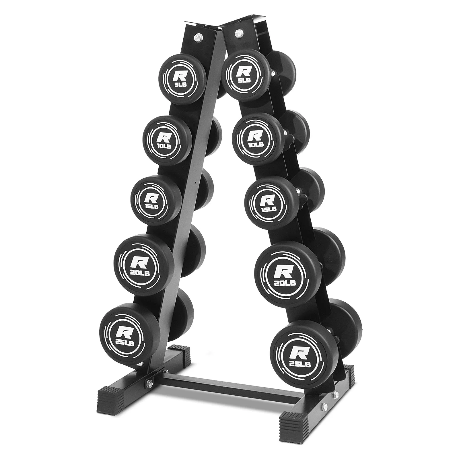 RitFit PVC-Coated Round Head Dumbbells Set with Rack