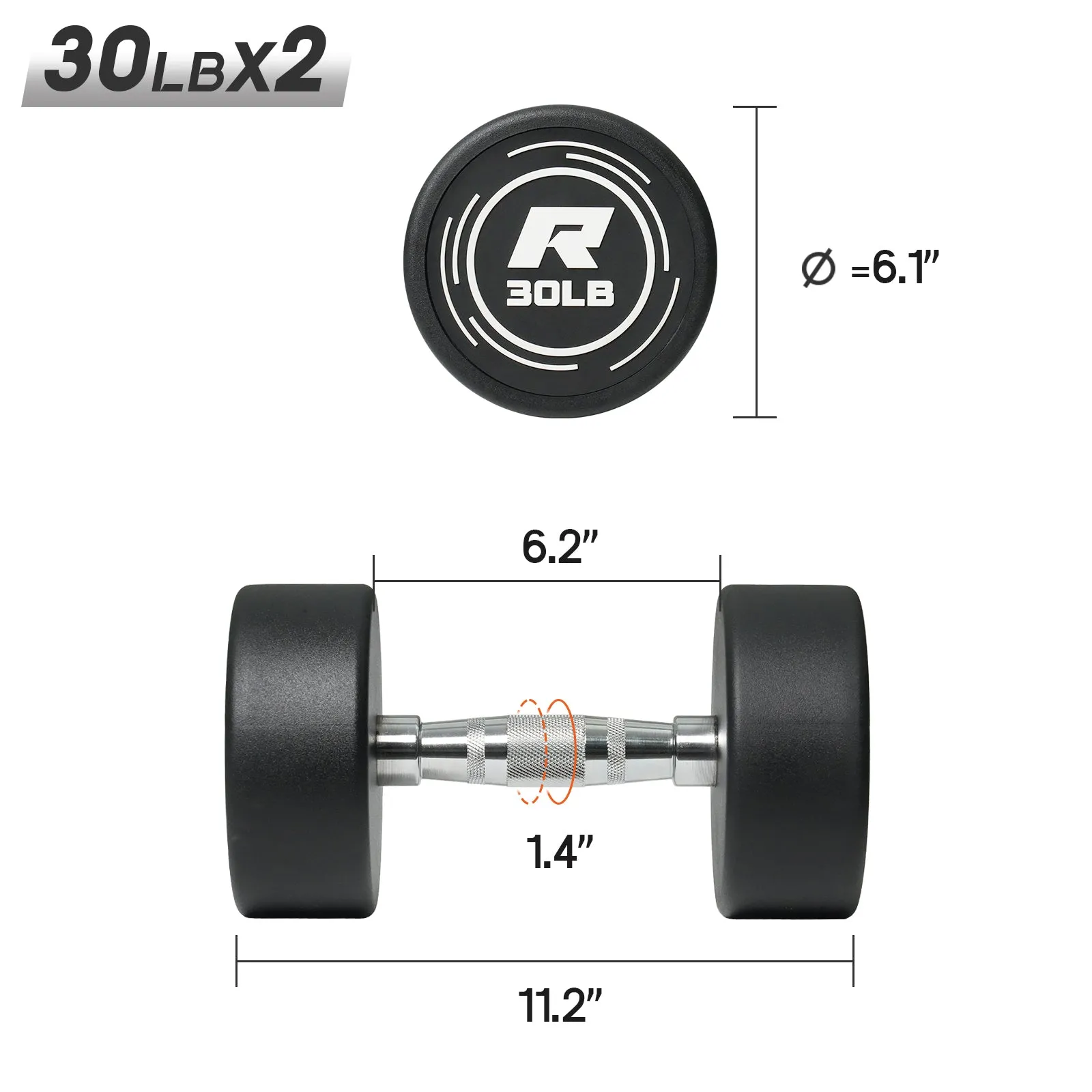 RitFit PVC-Coated Round Head Dumbbells Set with Rack