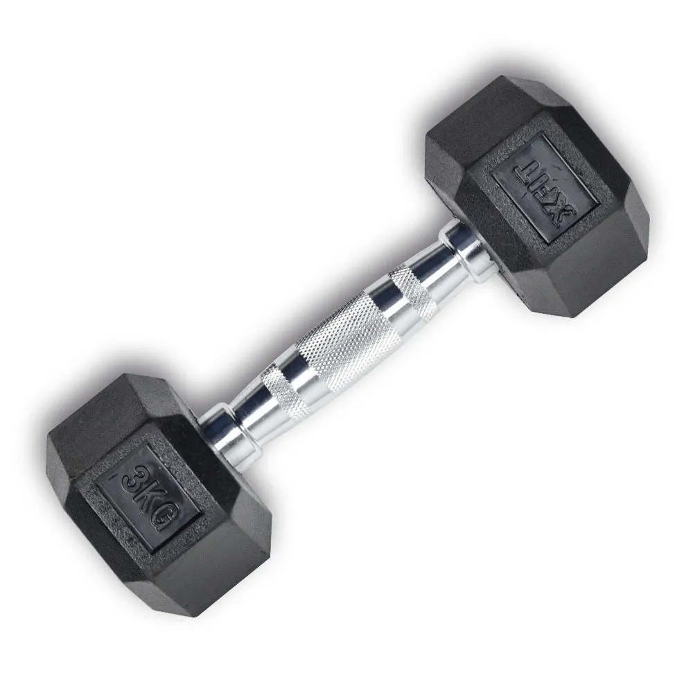 Rubber Hex 3KG Dumbbells