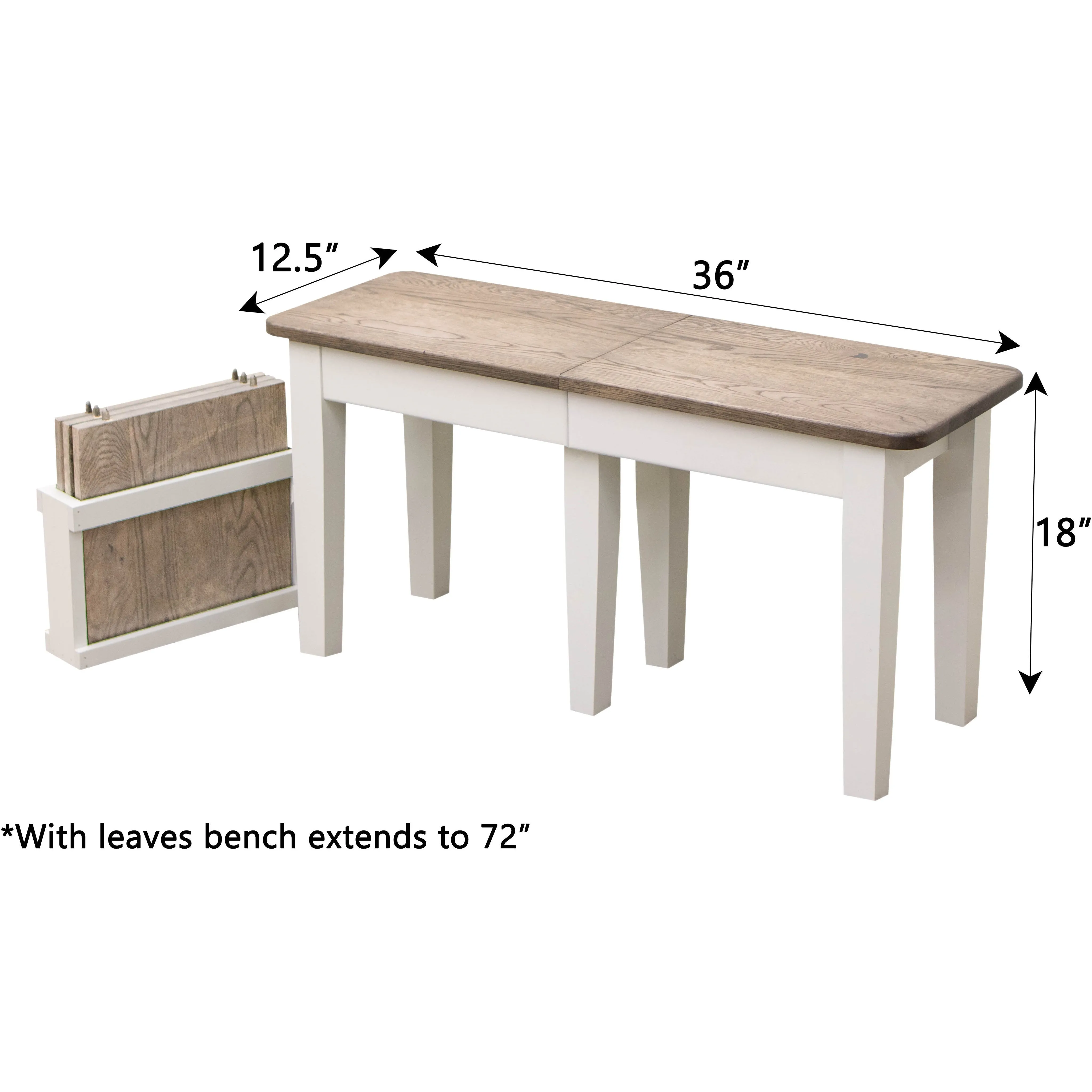 Shaker Expandable Bench, 3' to 6'