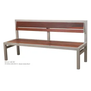 Skyline Armless Bench, Tropical Wood Slats