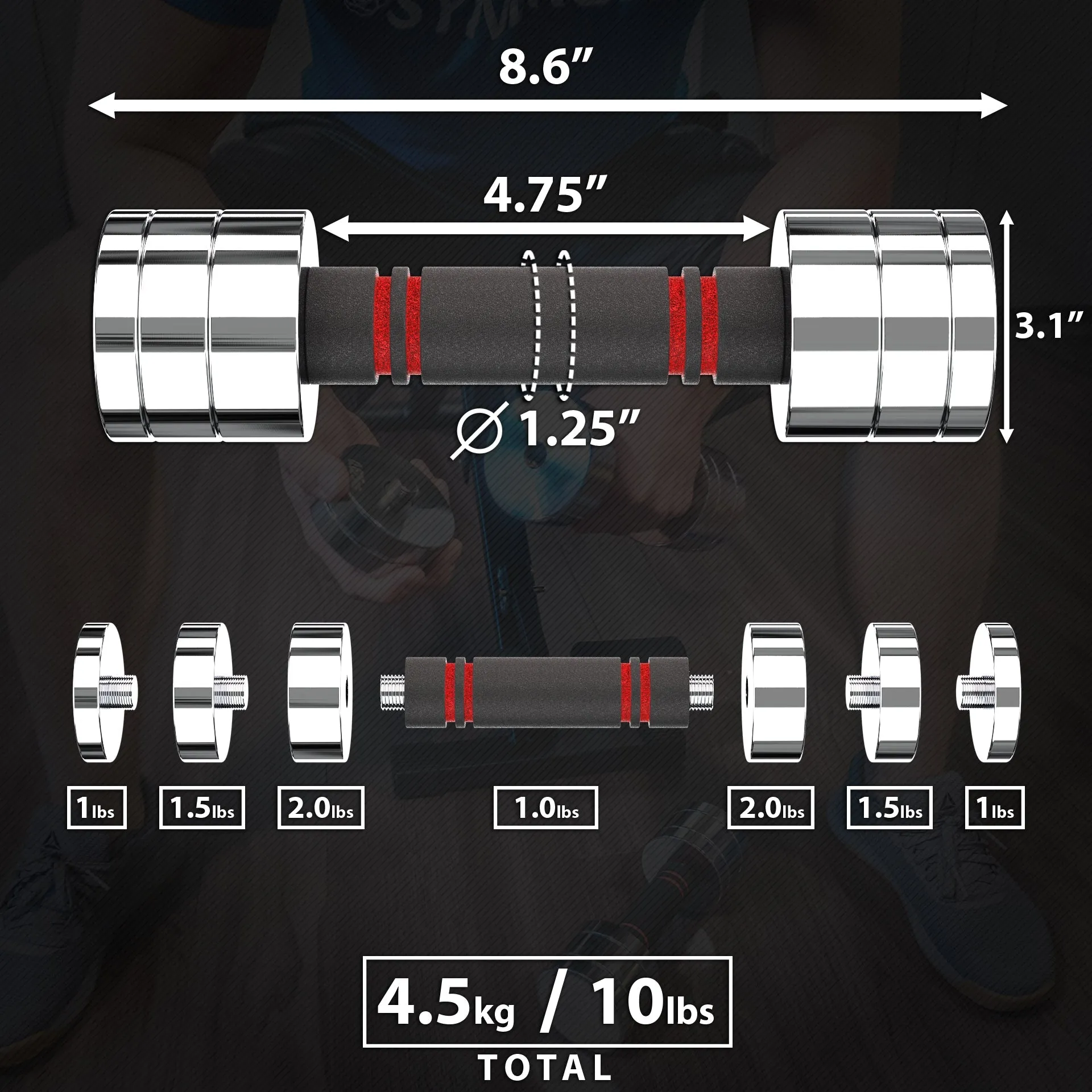 Synergee Adjustable Chrome Dumbbells