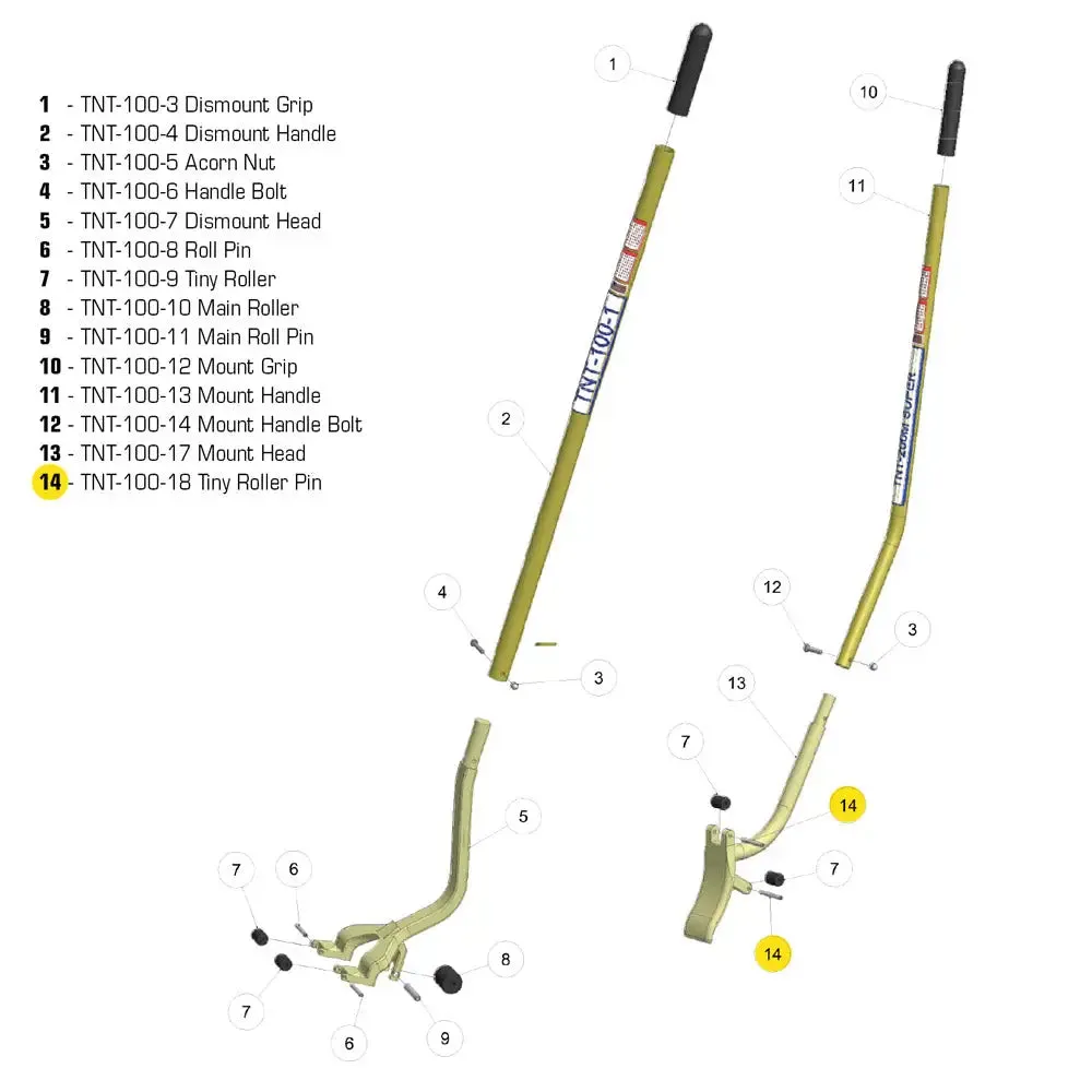 TNT  Rolling Pin For Back Roller of the TNT-200M (Ea)