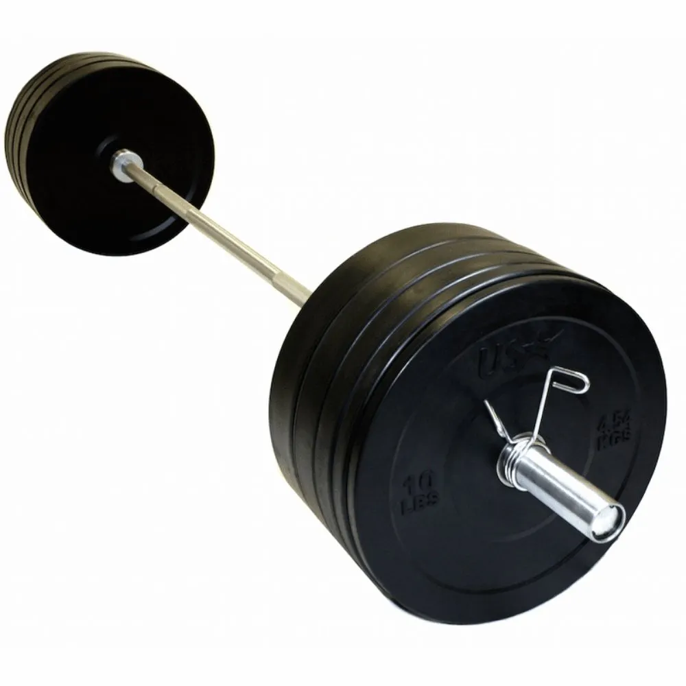 USA 305 lb Bumper Plate Barbell Set